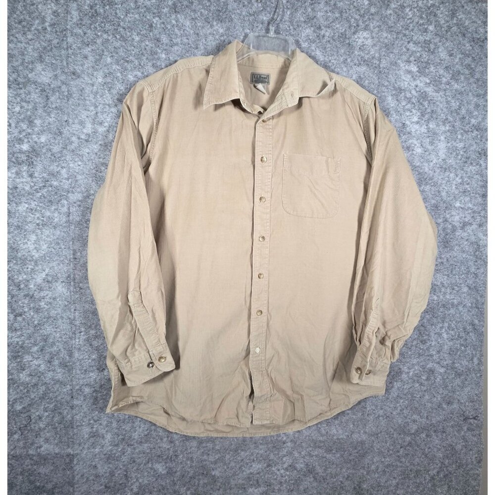 L.L. Bean Shaket Button Up Collard Long Sleeve Tan Men's  Size L Fall Casual